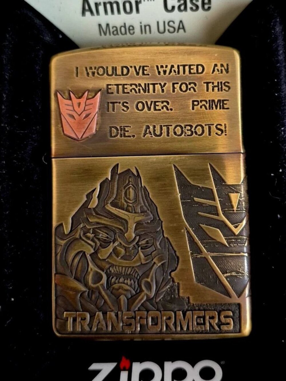 LE Brass Armor Transformers Autobot Zippo Lighter
